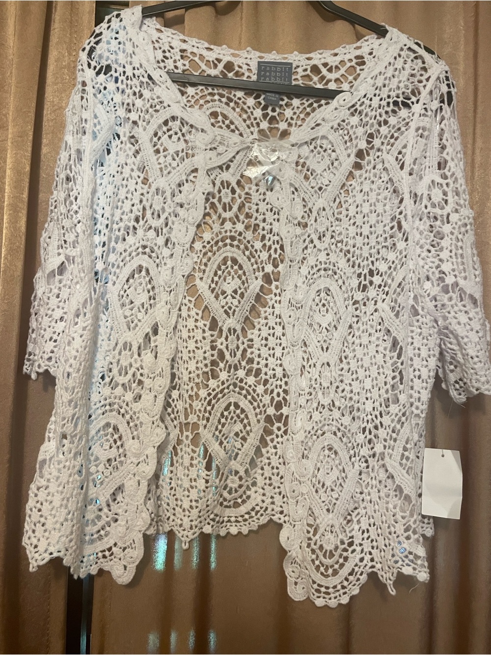 Rabbit Rabbit Rabbit White Crochet Openwork Cardigan